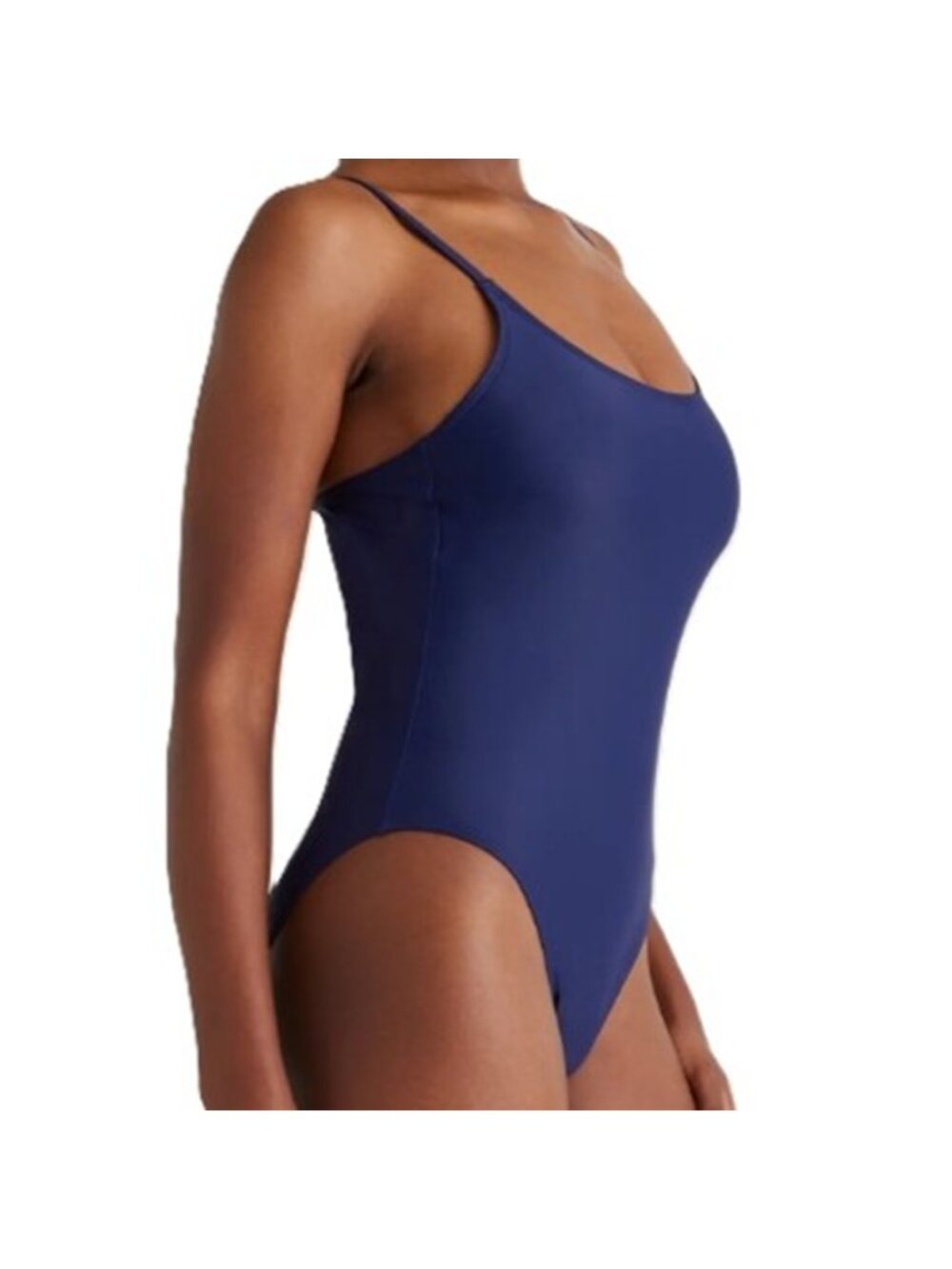 Quince Italian Cami One-Piece Swimsuit Deep Navy Spaghetti Strap Small NWT
